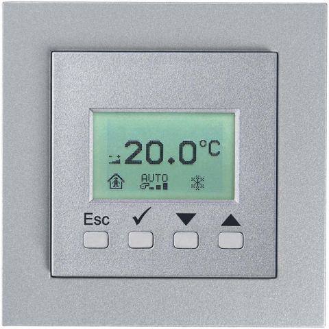 Комнатная панель температуры Thermokon WRF06 LCD VV BTyp3 Gira E2 aluminium (408783)