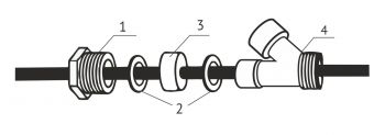 Тройник с сальником (комплект для монтажа греющего кабеля внутрь трубы) LadAna