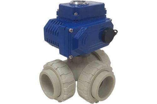 Трехходовой шаровый кран из полипропилена, с электроприводом Techno 3040PP-NP50DF230V