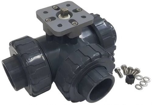 Трехходовой шаровый кран ПВХ под привод Techno 3020L-PVC