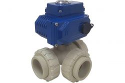 Трехходовой шаровый кран из полипропилена, с электроприводом Techno 3040PP-NP50DF230V