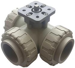 Трехходовой шаровый кран полипропиленовый под привод Techno 3015T-PP