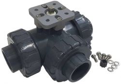 Трехходовой шаровый кран ПВХ под привод Techno 3015T-PVC
